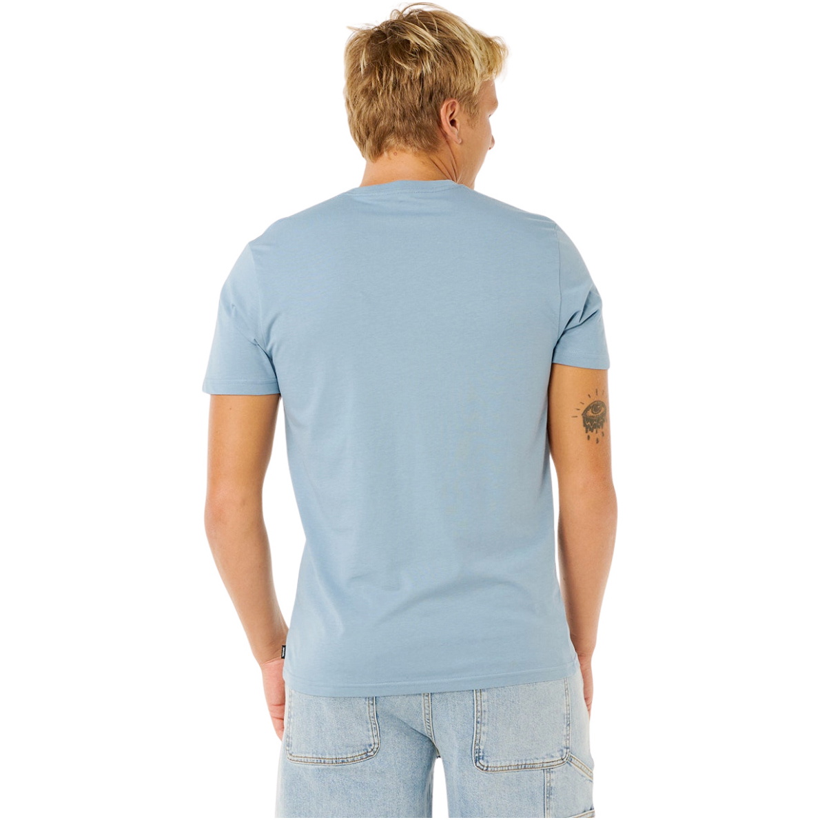 2026 Rip Curl Mens Yo Mumma Tee 0XHMTE - Faded Denim